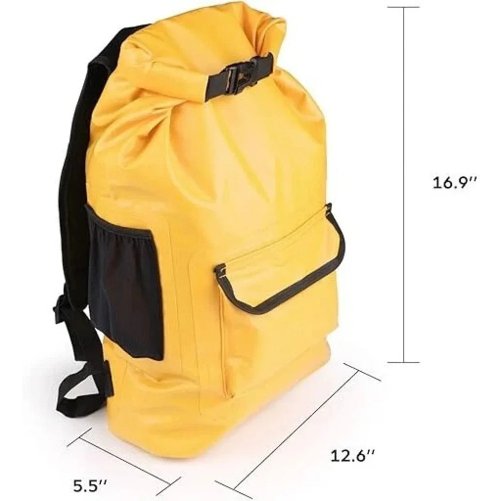Monja Waterproof Dry Bags with Phone case, 22L Hiking Camping Backpacks (Yellow)